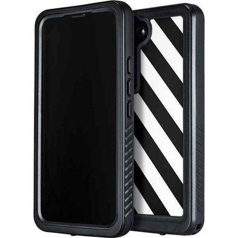 Black and White Geometric Stripes Galaxy S24 Plus Waterproof Case